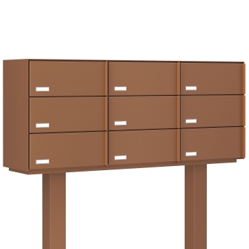 Cutie poștală model Copenhaga, pentru nouă familii, aspect rugină.