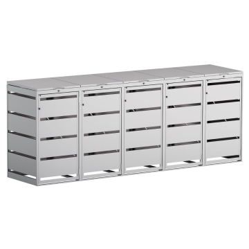 Cutie pentru pubele Kim, model cu 5 locuri, 120L, gri deschis