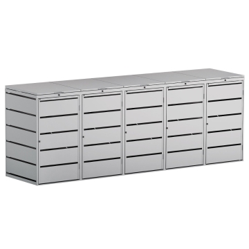 Container pentru pubele Edda, pentru 5 pubele de 240L, gri deschis.