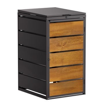 Cutie pubelă Edda pentru 1 container de 240L, antracit cu front decor lemn.