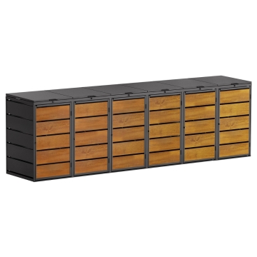 Cutie pentru pubele Edda 6 locuri, 240L, antracit cu front decor lemn.