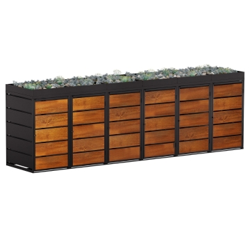 Cutie pentru pubele Edgar, model 6, capacitate 240 litri, antracit cu fronturi cu aspect de lemn.