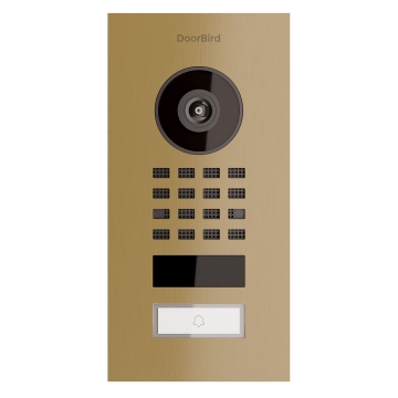 Videointerfon de perete Smart-IN Doorbird D1101V, aspect alamă.