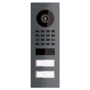 Interfon de exterior Smart-ON pentru două familii, compatibil cu Doorbird D1102V, antracit.