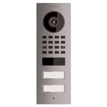 Interfon de exterior Smart-ON pentru două familii, compatibil Doorbird D1102V, inox.