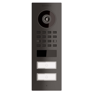 Interfon de exterior Smart-ON pentru două familii, compatibil Doorbird D1102V, negru grafit