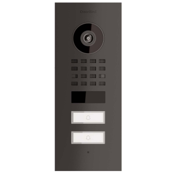 Interfon de perete Smart-IN pentru două familii, Doorbird D1102V, negru grafit.