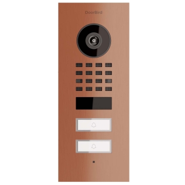 Interfon de perete Smart-IN pentru două familii, compatibil cu Doorbird D1102V, aspect bronz
