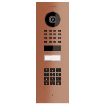 Interfon de ușă încastrat Smart-IN Doorbird D1101KV cu modul tastatură, aspect bronz.