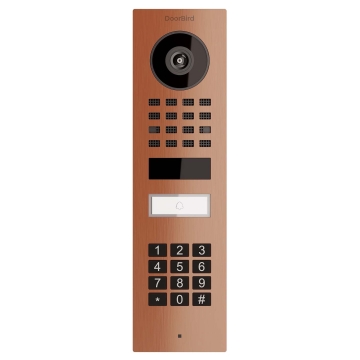 Interfon de suprafață Smart-ON Doorbird D1101KV cu modul tastatură, aspect bronz.