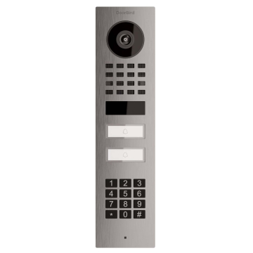 Interfon de exterior Smart-ON pentru două familii Doorbird D1102KV cu modul tastatură, inox