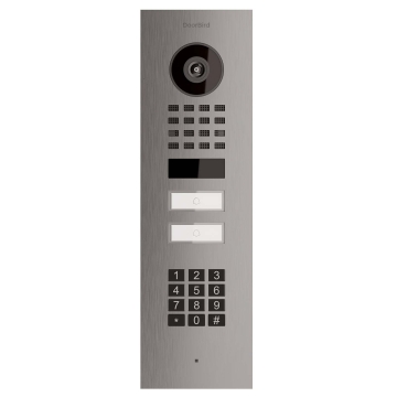 Interfon de perete Smart-IN pentru două familii Doorbird D1102KV cu modul tastatură, inox.