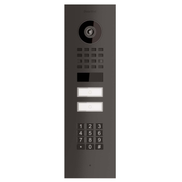 Interfon de exterior Smart-IN pentru două familii, Doorbird D1102KV cu modul tastatură, negru grafit.