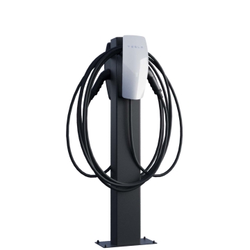 Postament Tesla Wall Connector VoltStand pentru Două, cu placă de bază, Negru