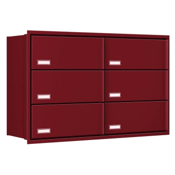 Cutie poștală încastrată Stockholm pentru șase familii, roșie