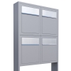 Cutie poștală de bloc Base for Four, gri metalizat, cu clapetă din inox.