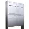 Cutie poștală de bază pentru patru locatari, din inox