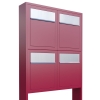 Cutie poștală multiplă Base for Four, roșie, cu clapetă din inox