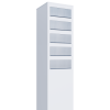 Cutie poștală monobloc Monolith pentru cinci locatari, albă cu clapetă din inox.
