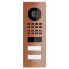 Interfon de exterior Smart-ON pentru două familii, model Doorbird D1102V, aspect bronz.