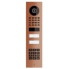 Interfon de exterior Smart-ON pentru două familii Doorbird D1102KV cu modul keypad, aspect bronz.